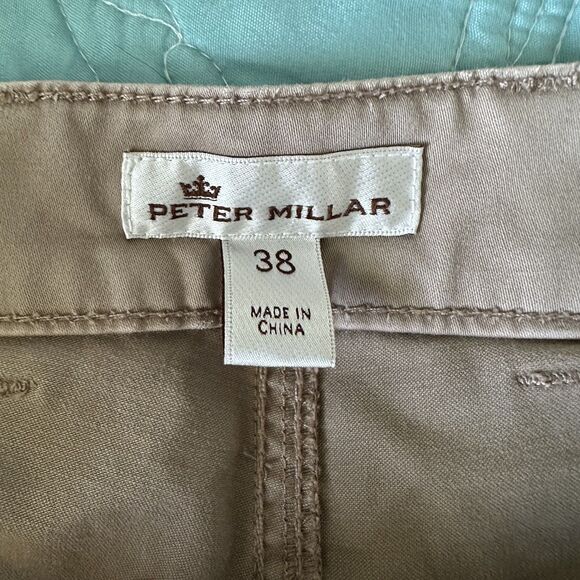 Peter Millar Pants Men's Size 38 Tan Flat Front Straight Leg Khaki Chino - Picture 7 of 12